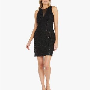 NW Nightway Elegant Black Sequin Mini Dress